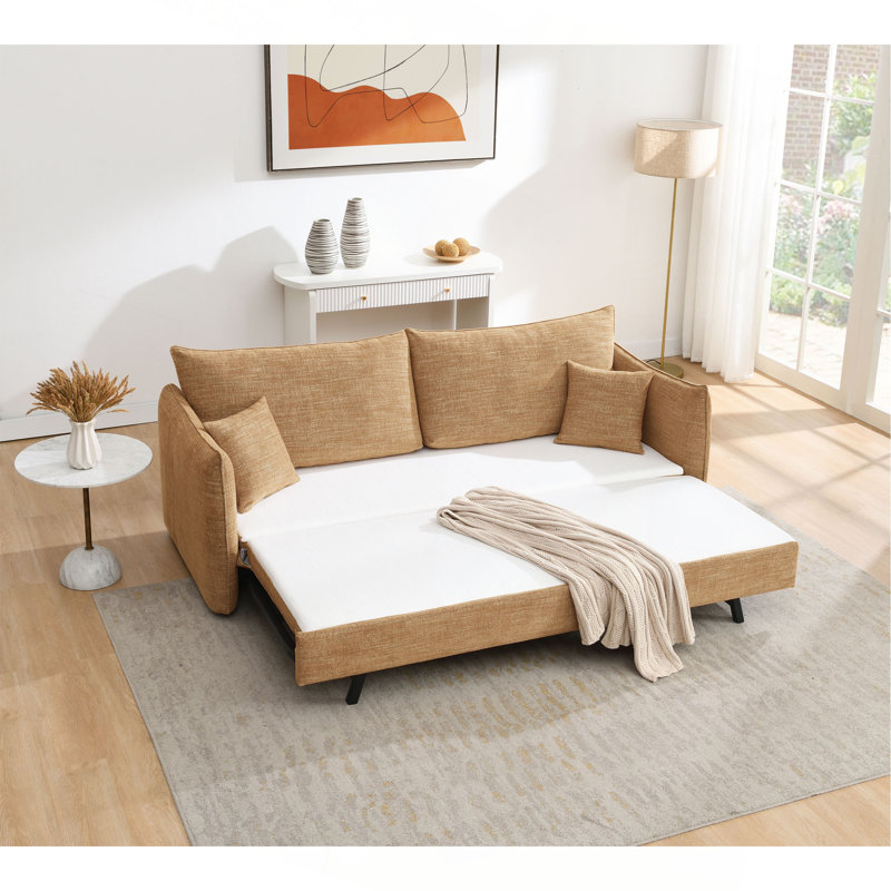 Chenille Sofa W/2 Pillows (Can Turn Into A Sofa Bed)