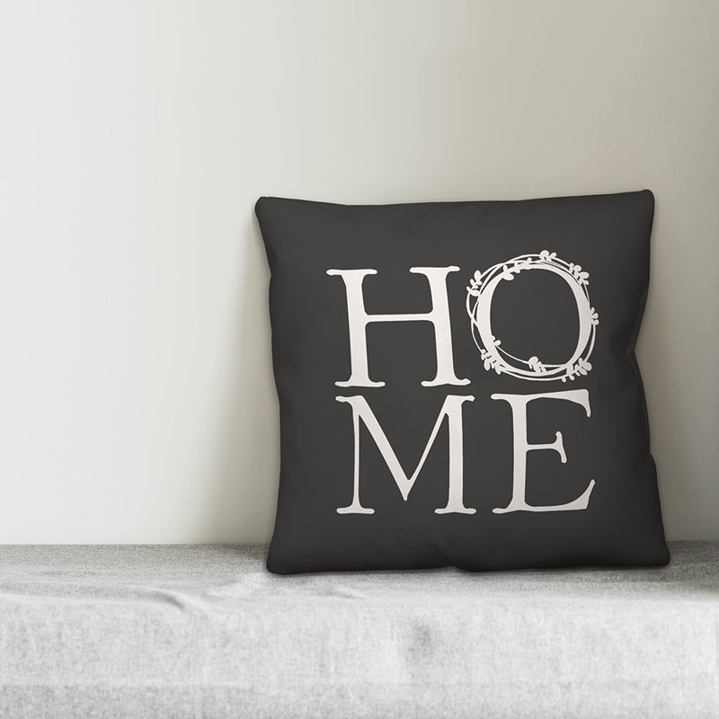  Coussin décoratif intérieur / extérieur Home Wreath, H 20 po x l 20 po, Noir / blanc