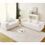 Canapé moderne sans os avec deux coussins décoratifs circulaires, tissu en polyester à poils longs texturé litchi doux pour la peau, canapé en mousse à carreaux-1226136636