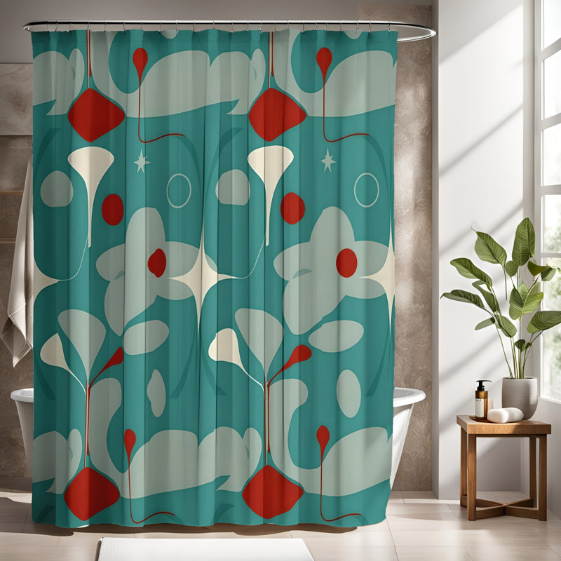 Rideau de douche avec tapis de bain, H 72 po x l 70 po