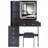Vanity Desk, 37" Middle Size Left Bedside Cabinet Vanity Table , Cushioned Stool Dresser Set, 2 AC, 2 USB Socket, Hair Dryer Stand, Large Touch Control LED Sliding Mirror, 3-Color Switch, EPA, GCC, UL Certificate-1503640328