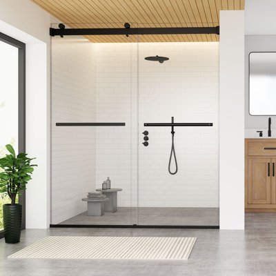 - W x 76'' H Bypass Door Frameless Shower Door with