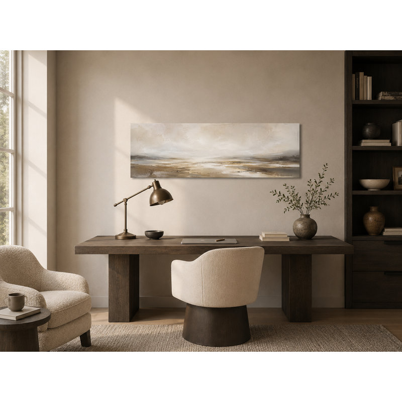 Art mural sur toile tendue avec paysage abstrait abstrait, L 48 po x H 16 po x P 1,5 po