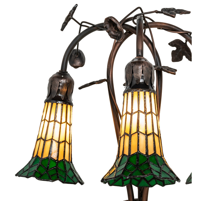 Lampe sur pied à 3 lumières 58 "en verre coloré 58", Or / vert