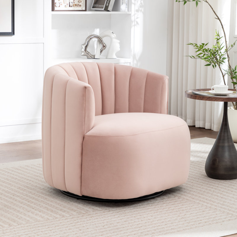 Stanford Upholstered Swivel Barrel Chair, Pink