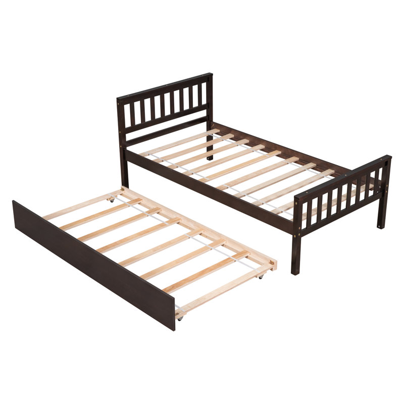 Lit plateforme avec couchette et cadre en bois Nuvra, Espresso
