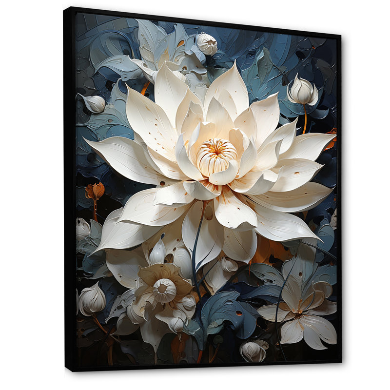 «Serenity Blossum Lotus I» sur toile, H 20 po x l 12 po x P 1 po, Cadre flottant noir