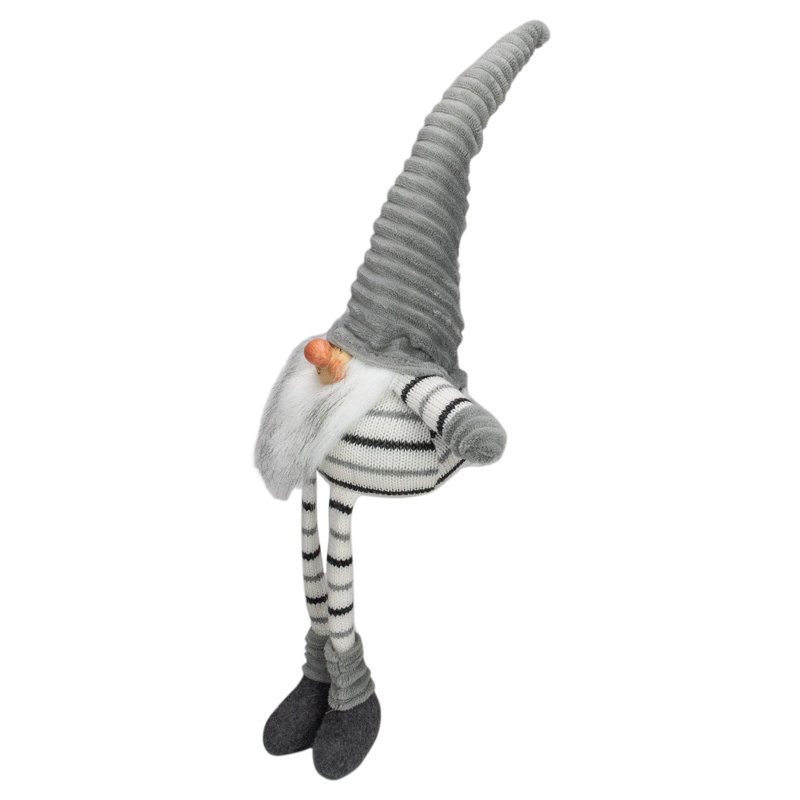Décoration de Noël gnome assis 22 po gris et blanc