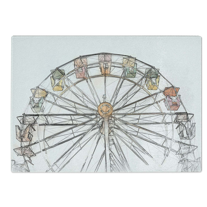 Tempered Glass Ferris Wheel Chopping Board, 28.5 cm W x 20 cm L