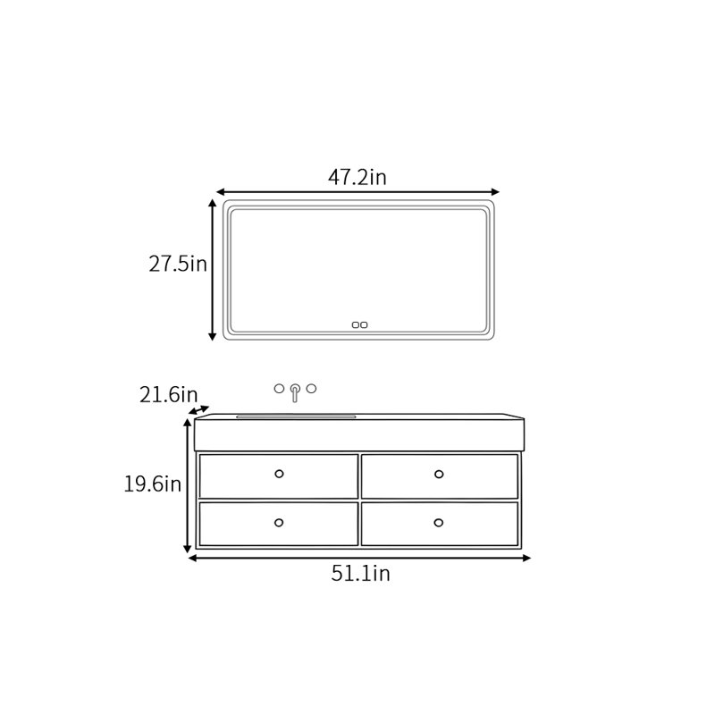Erma, H 19,6 po x l 51,1 po x P 21,6 po, Blanc cassé