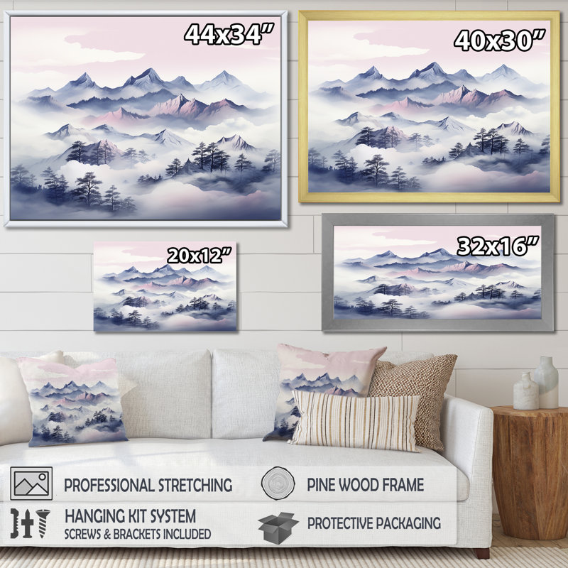 Snowy Mountain Peak II, Cadre flottant noir, H 16 po x l 32 po x P 1 po