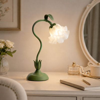 Green Flower Table Lamp with Flexible Gooseneck and 3 Colour Modes