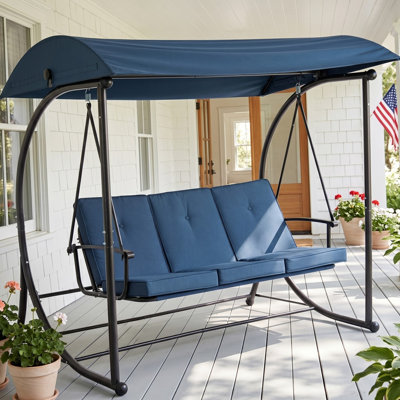 Balancelle de patio 3 places avec auvent réglable et balancelle d'extérieur avec coussin