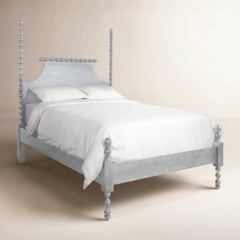 Mary Spindle Four Post Bed, Queen, Nickel