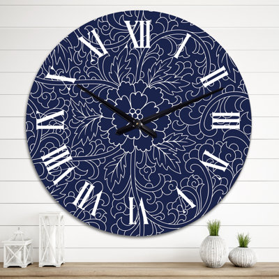 Dark Blue Chinese Pattern - Modern Wall Clock