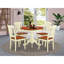 Ensemble de table de salle à manger 3 pièces pour petits espaces comprenant une table de cuisine ronde avec piédestal et 2 chaises de salle à manger, 36 po x 36 po, lin blanc-285938735-285938731-285938725