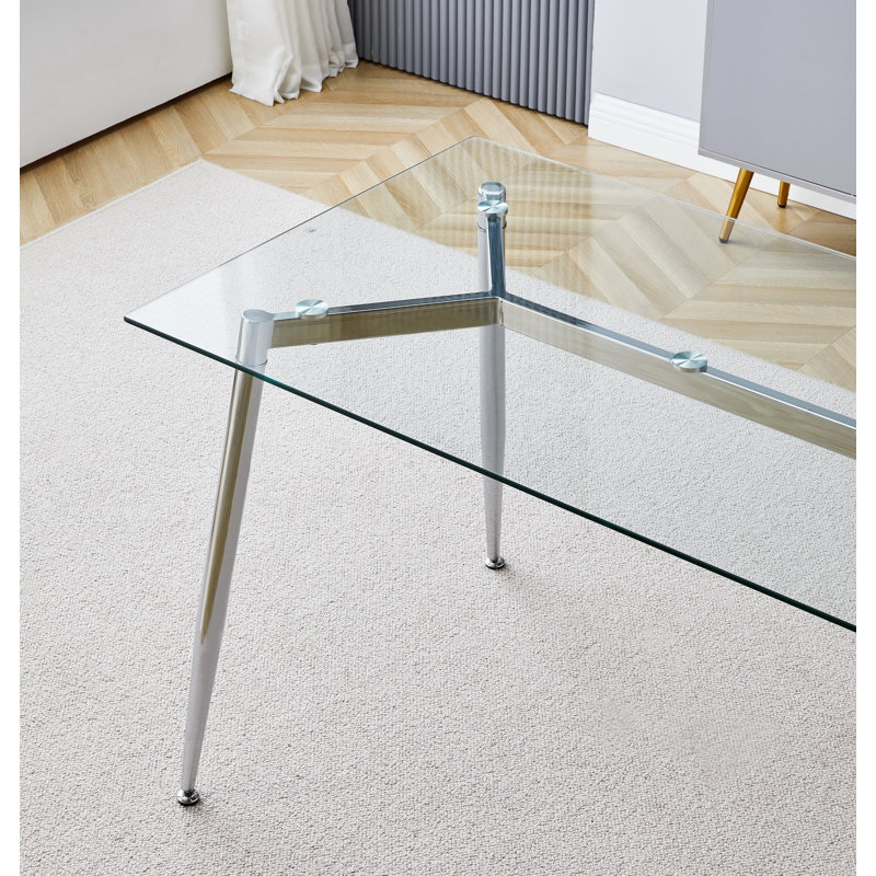 Highhouse Glass Top Metal Base Dining Table