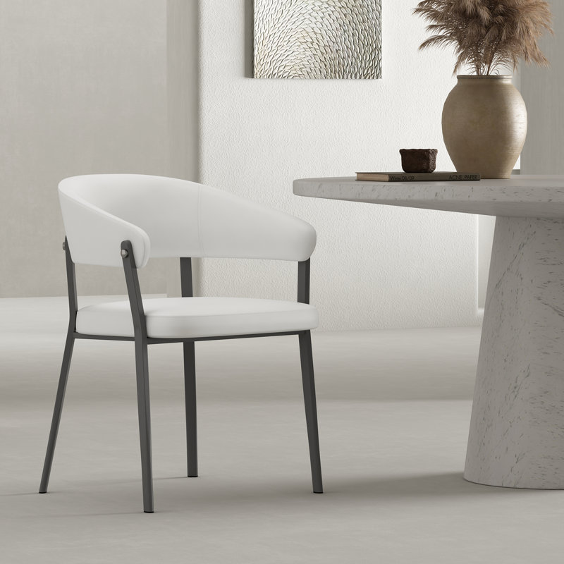 Chaise rembourrée en cuir Belle Modern, Blanc / Blanc