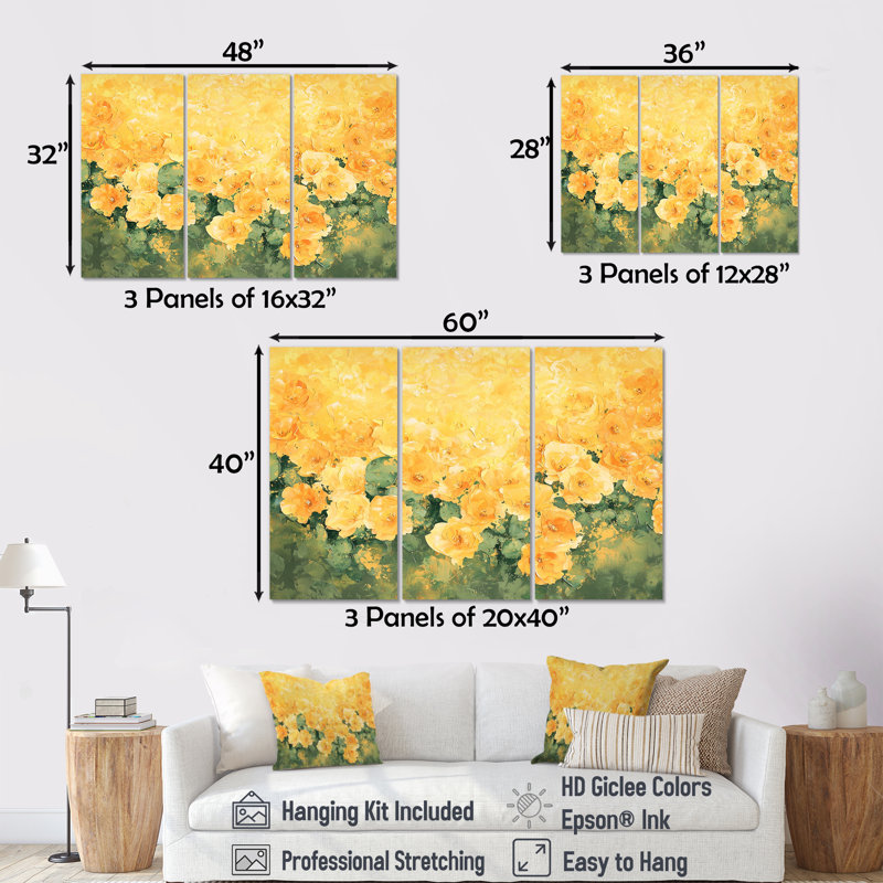 Ensemble de salon Golden Cactus, H 40 po x l 60 po, Toile tendue, Ne s’applique pas