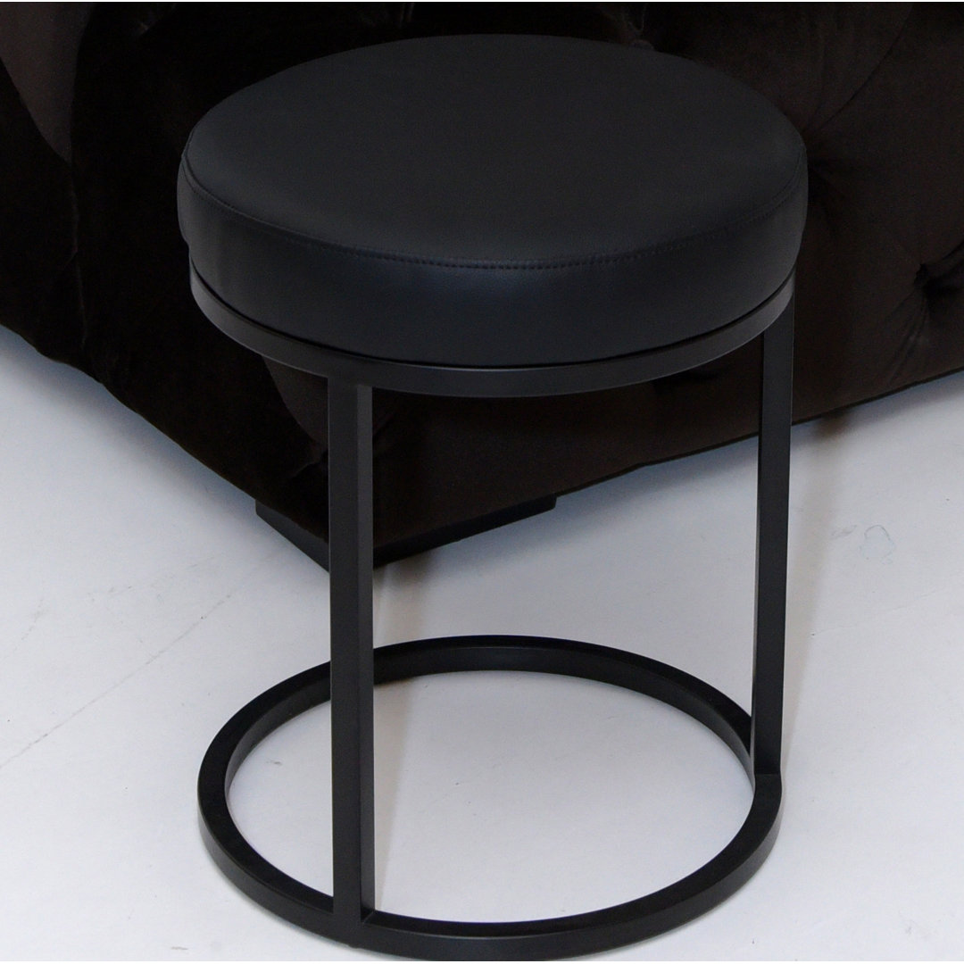 Stan Steel Vanity Stool Ottoman – Modern Upholstered Accent Ottoman for Living Room, Bedroom, or Lounge Seating - Faux Leather, Vegan Leather Stool Corrigan Studio® 