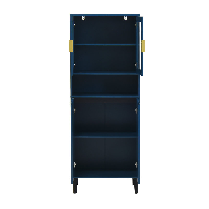 Bibliothèque haute avec rangement réglable, Bleu