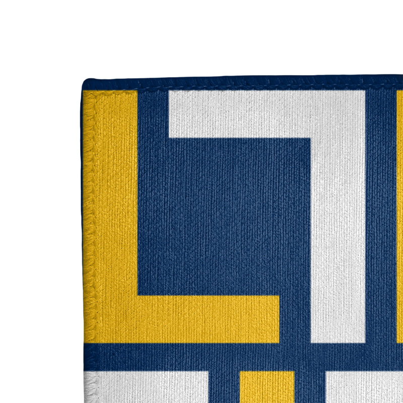 Tapis géométrique bleu / jaune / ivoire, Rectangle 8 pi x 10 pi