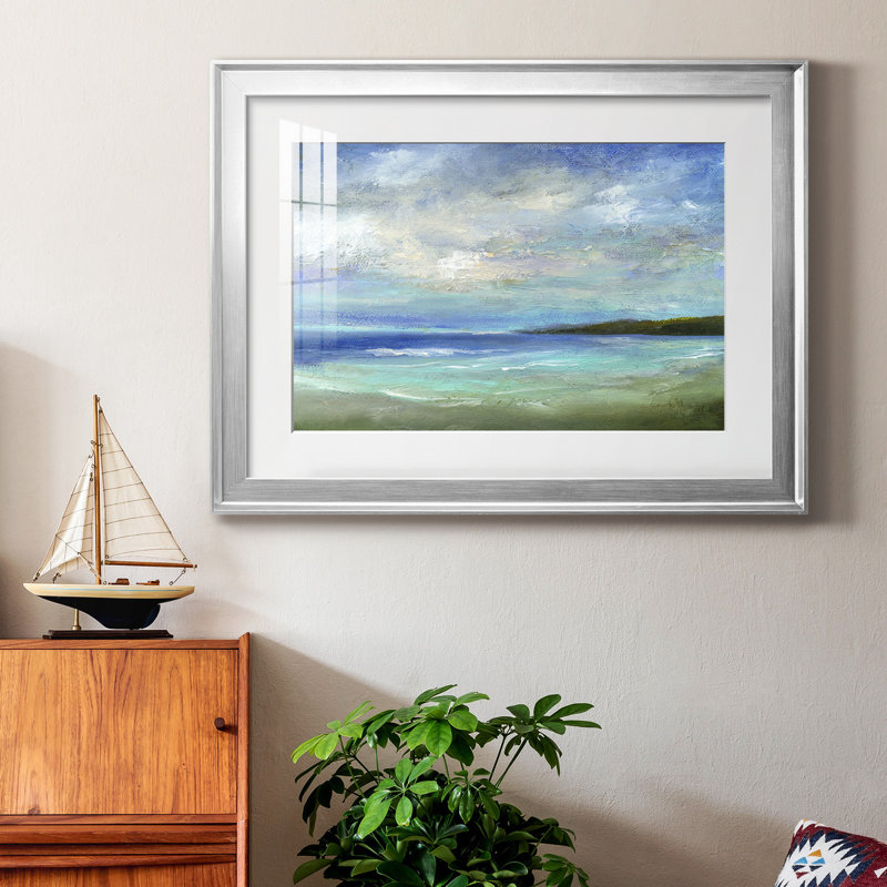 «Island Inlet», reproduction encadrée de qualité supérieure - prête à être accrochée, H 26,5 po x l 36,5 po x P 1 po, Argent