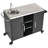 55.5" Outdoor Kitchen Island With 304 Stainless Steel Sink, Metal BBQ Cart With Storage & Lockable Wheels