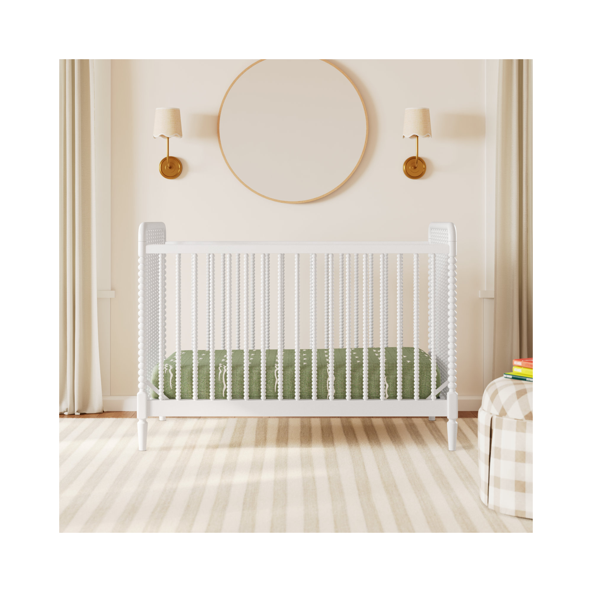 Saint 4-in-1 Convertible Crib, Crib + Mattress, Bianca White