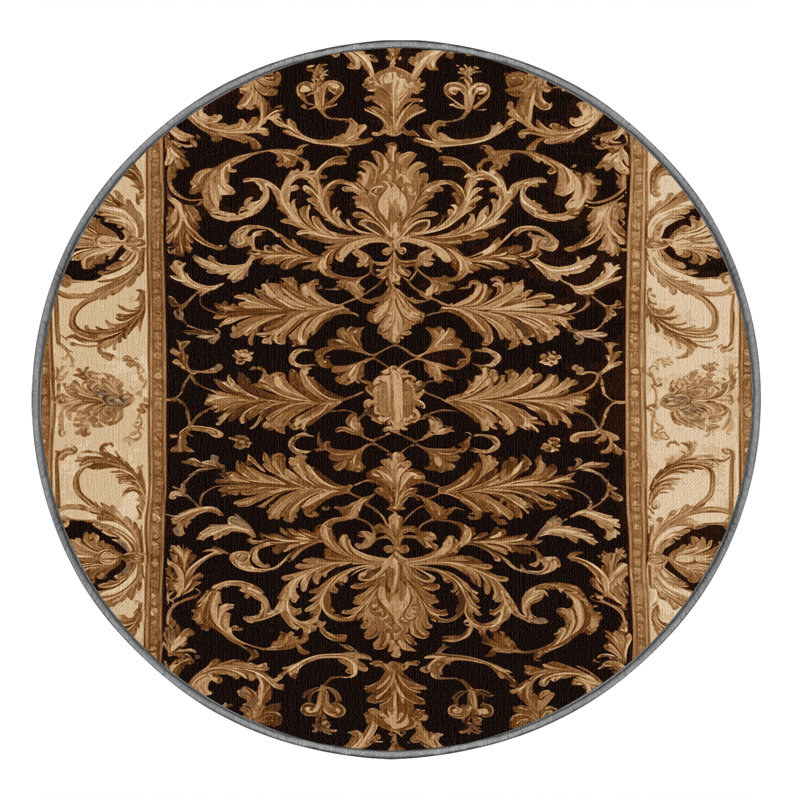 Tapis brun français lavable à la machine, Rond 6 pi