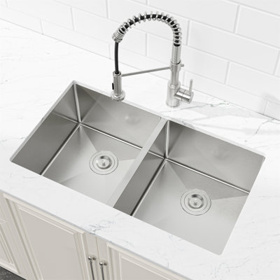 33"X19" Embedded Double Bowl Kitchen Sink