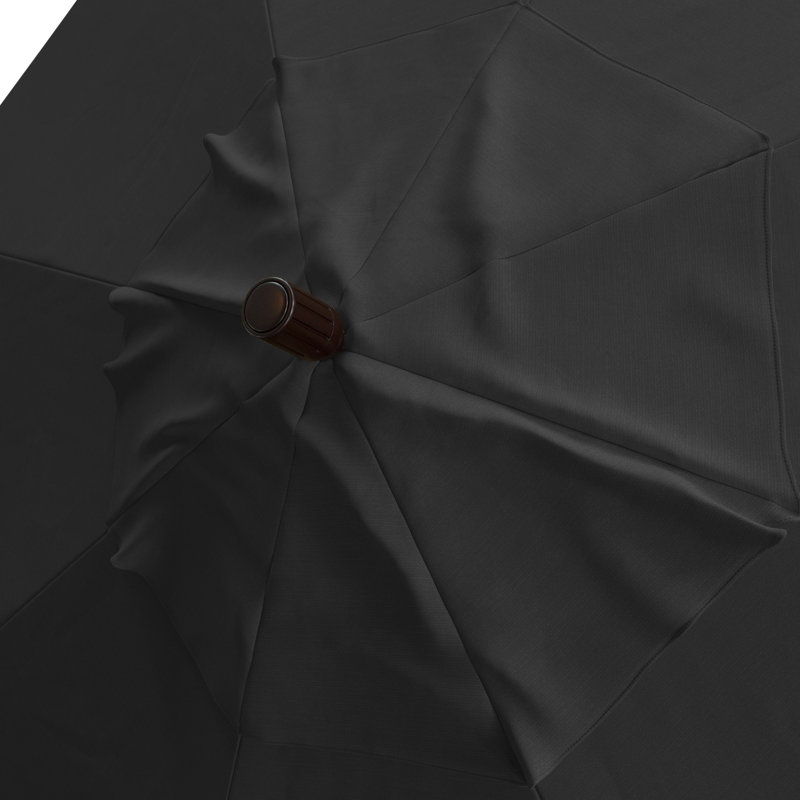 Parasol de marché 6 pi Jelinek, Toile Sunbrella® noir, Enduit imitant le métal frappé gris