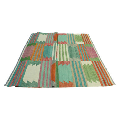 Modern Flatweave Dumaka Green Rug