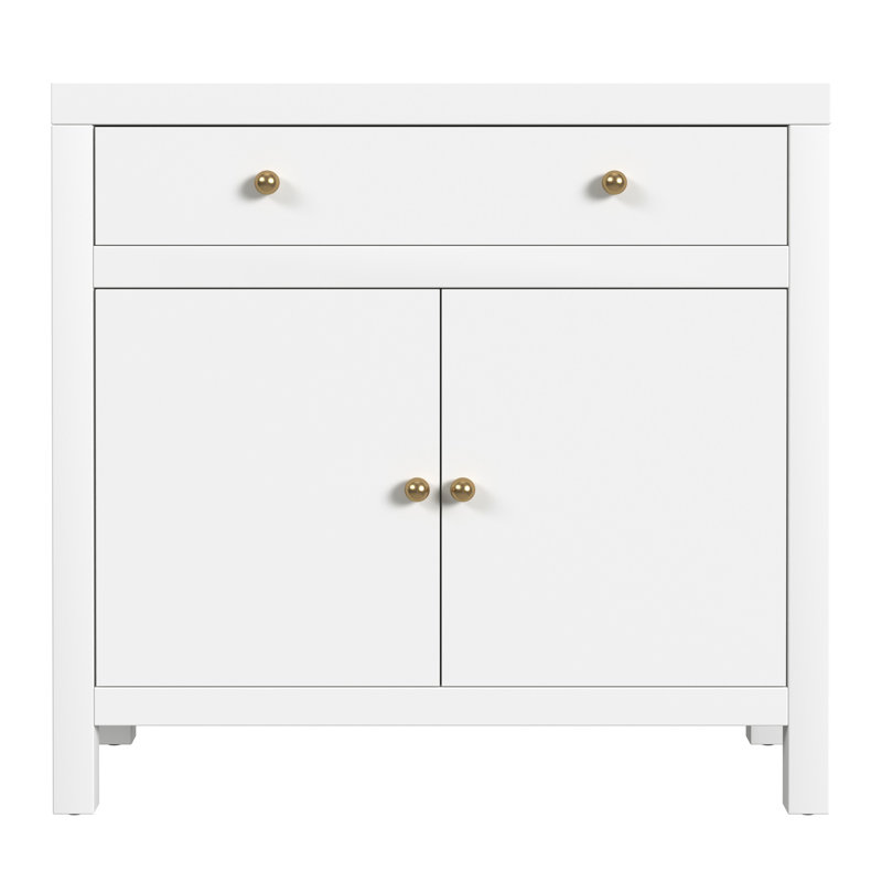 Nora 54 in. W Wood 1 Drawer 2 Door Accent Storage Cabinet, Smooth White