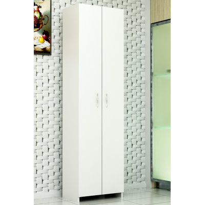 Armoire polyvalente moderne, blanche, 19,3 po x 71,7 po x 11,8 po | 100% panneau de particules enduit de mélamine, épaisseur: 0,7 pouce | Nombreuses tablettes murales au design élégant pour un rangement et une organisation élégants