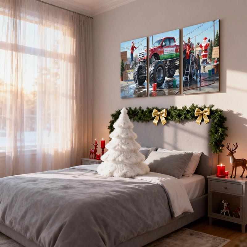 «Christmas Christmas Car Wash», ensemble de 3 impressions sur toile, H 24 po x l 48 po
