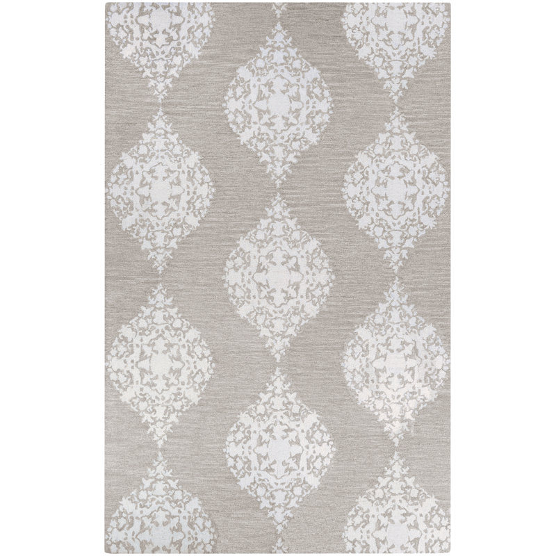 Tapis gris / ivoire Calabro Ornament, Rectangle 5 pi x 8 pi