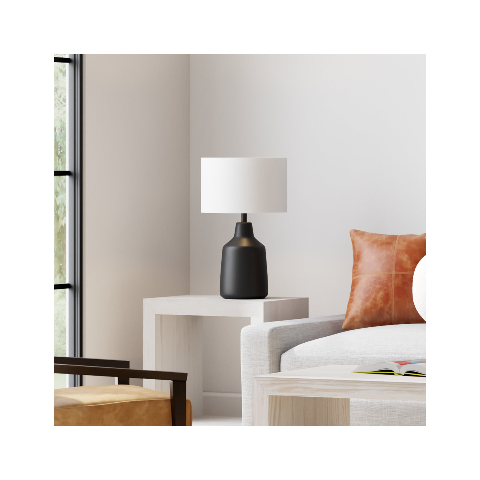 Lockwood Concrete Table Lamp, Black Base / Gray Shade
