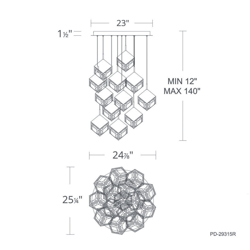 Ice Cube Round Multi-Light 4-CCT Pendant, Aged Brass