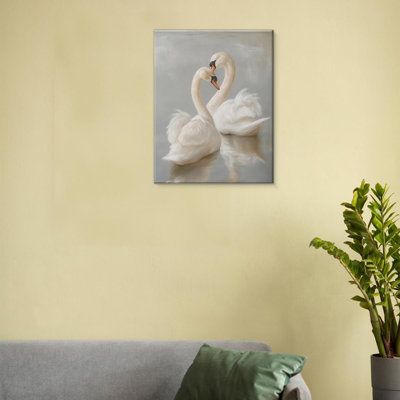 Reproduction d'art de cygne blanc rétro - cygnes esthétiques, affiche - animaux de ferme, décoration murale pour la maison, le salon, la chambre, la toile, encadrée, 8 po x 10 po