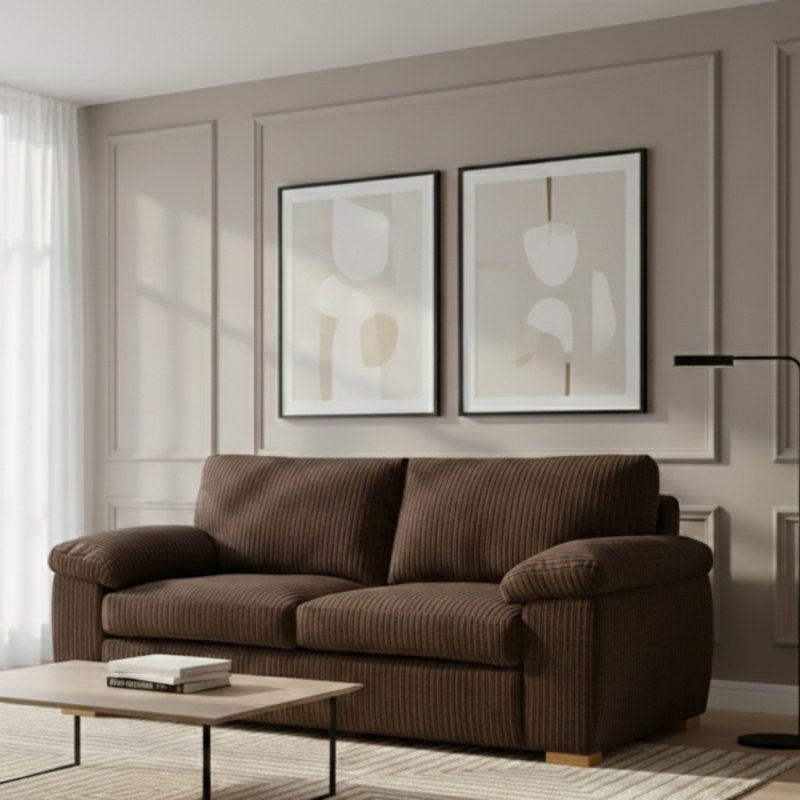 3 Seater Corduroy Sofa, Brown