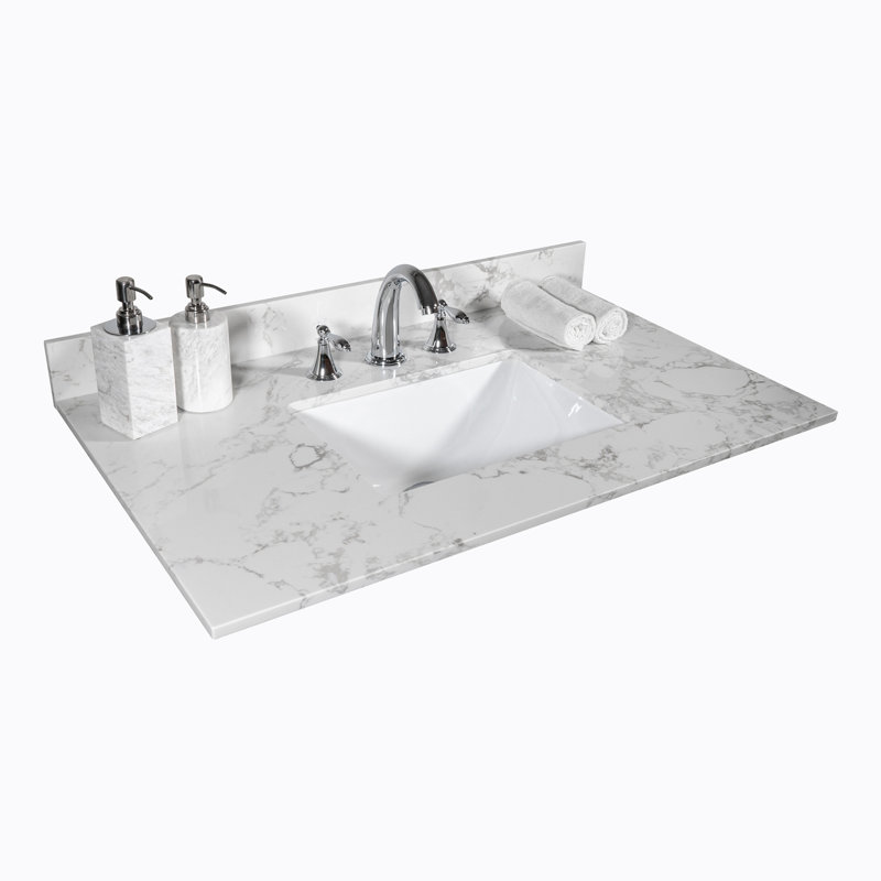 31'' Engineered Stone Single Bathroom Vanity Top with Sink