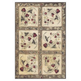 1880s Beige Antique Folk Art Rustic Geometric Modern Hooked Knotted Wool Rug