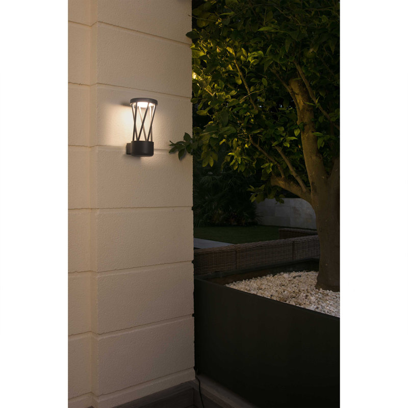 Tazmin Dark Grey 30cm H Integrated LED Outdoor Armed Sconce