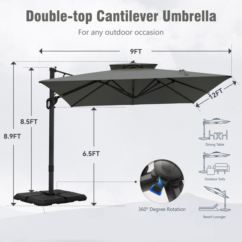 brayden studio patio umbrella REZVANI FURNITURE ShadowSpec Retreat Umbrella, Large 9FT Hexagon Wall Mount for Balcony, Apartments, And Outdoor Patio (Custom Colors) : Patio, Lawn & Garden Elevate your outdoor living with the Diahn 116 x 85 Rectangular Cantilever Umbrella Deniah Cantilever Umbrella Gray 100"H