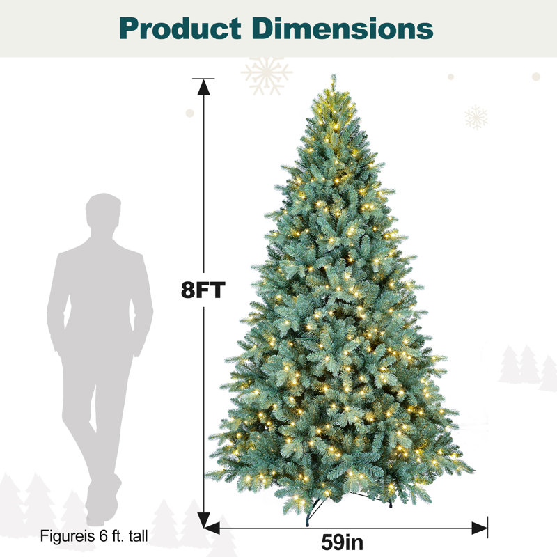 Arbre de Noël artificiel épinette bleu pré-éclairé, 8"