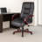 Zoey High-Back Executive Chair, Black Vinyl, Cherry Brown Wood Finish-117561290