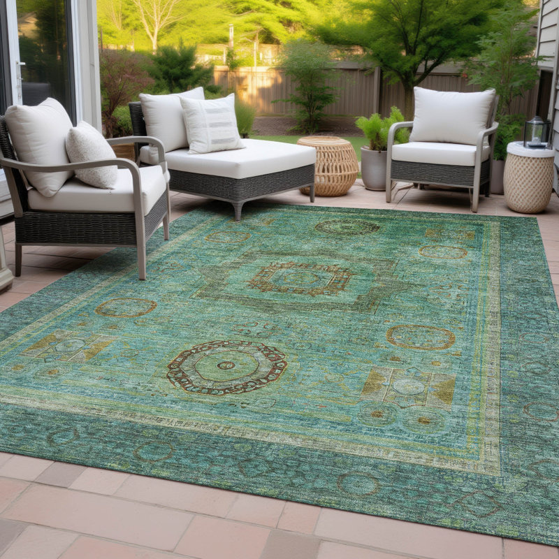 Machine Washable Indoor/Outdoor Jacobus ACN2159 Global Rug, Rectangulaire 8 pi x 10 pi