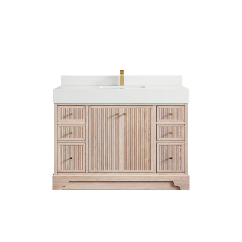 48'' Single Bathroom Vanity with Quartz Top, White
