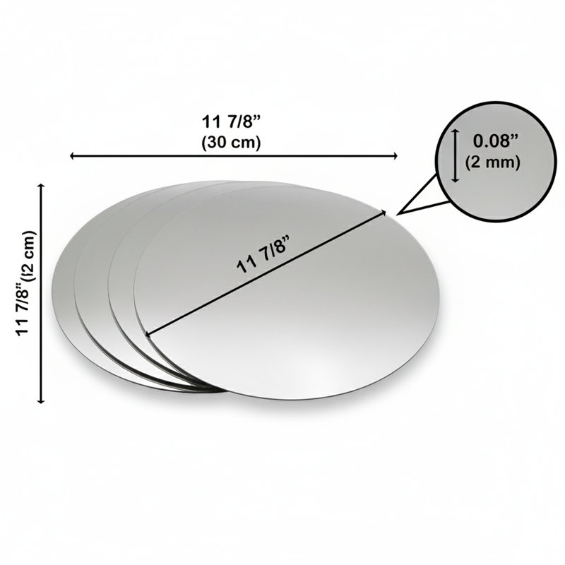 Mirror Flat Wall Mirror, Round 11.11" H x 11.11" W